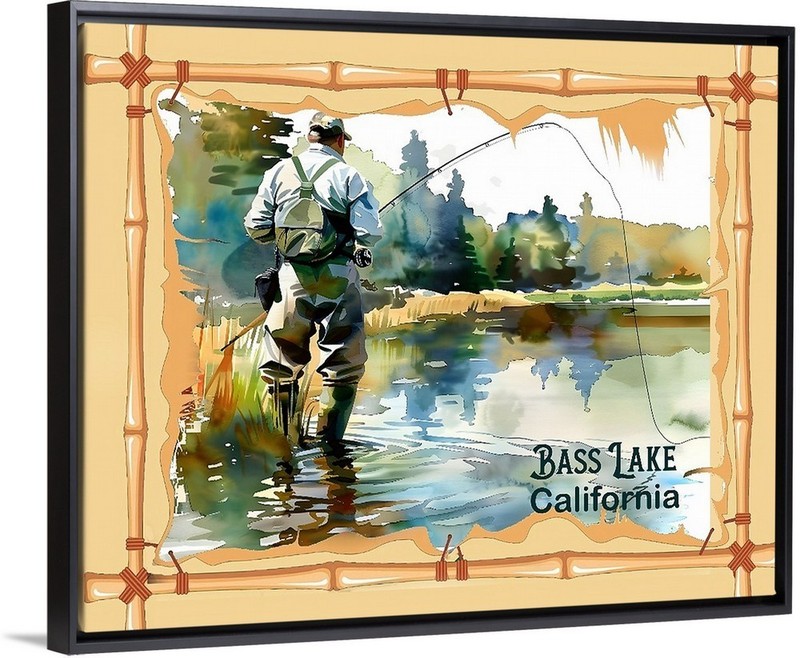 Bass Lake California Fishing Travel Poster Prints Canvas or Framed