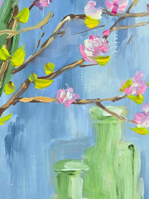 Tulips Flowers Oil Painting 15x20cm Vase Bird Bottles Painting on Painting Board gallery
