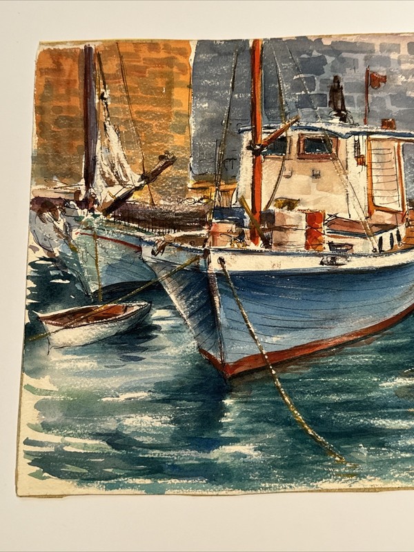 PAINTING NAUTICAL BOAT MARINA PORT MAURICE SILBER FAMOUS NEW YORK As Is LISTED gallery