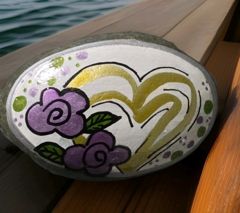 Hand Painted HEART Kindness Rock Painting Art Gift