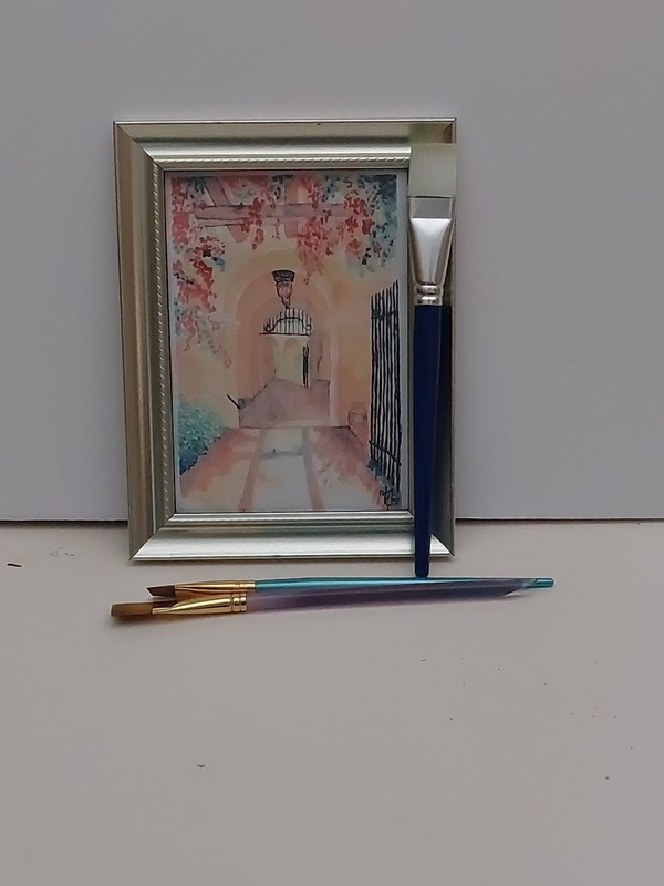 ‘Enter His Gates’ Watercolor and Ink Painting On Paper Signed, Framed By Artist