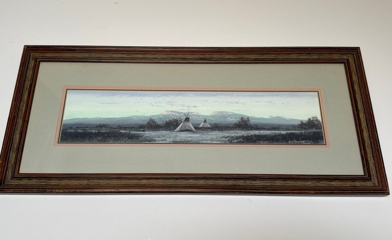 Guy Rowbury Painting Native American Indian Tribal Landscape Camp Tipi Famous