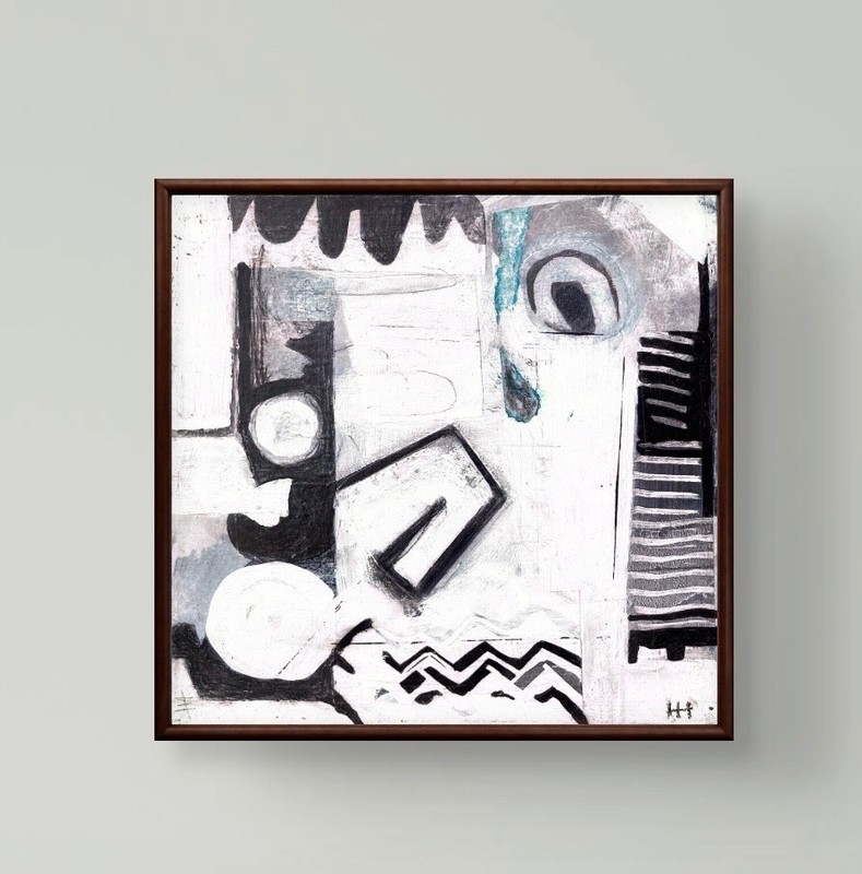 Original Black+White Acrylic Abstract Painting 12×12 Home Decor, Holly Hammond