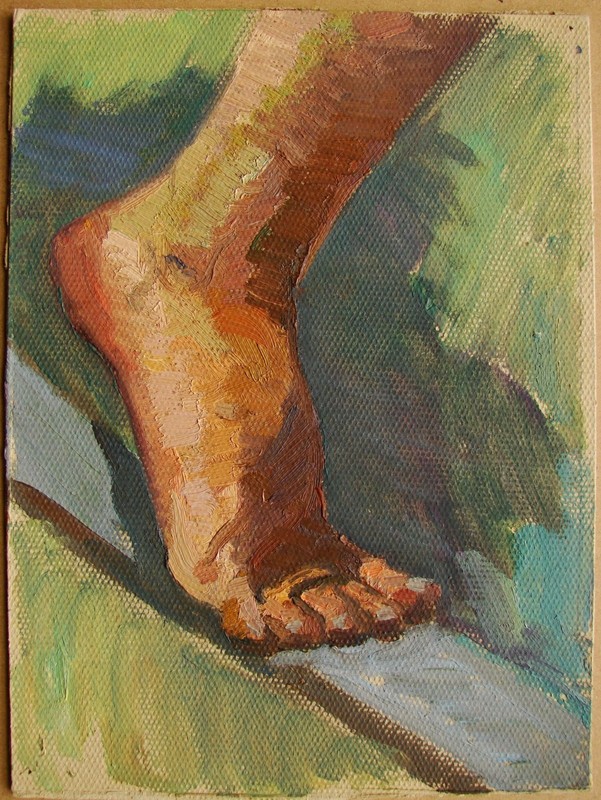 Ukrainian Soviet USSR Oil Painting impressionism human foot sketch