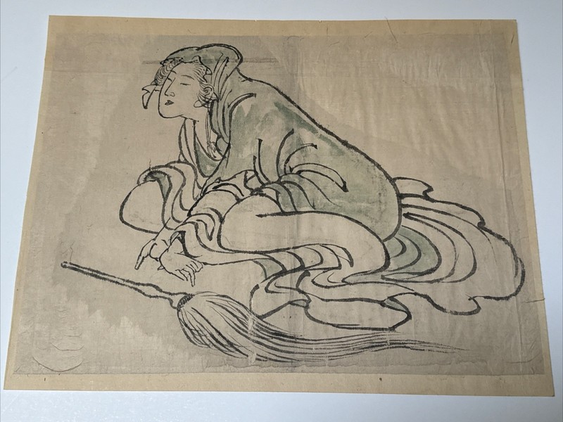 ANTIQUE DRAWING PAINTING JAPANESE MASTERFUL UNSIGNED POSSIBLY KUNIYOSHI WOMAN