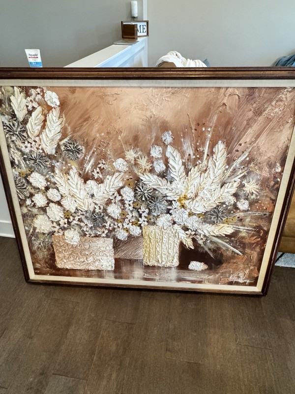 Large Signed Stephen Kay Original Textured Oil Painting Vintage Modern Statement