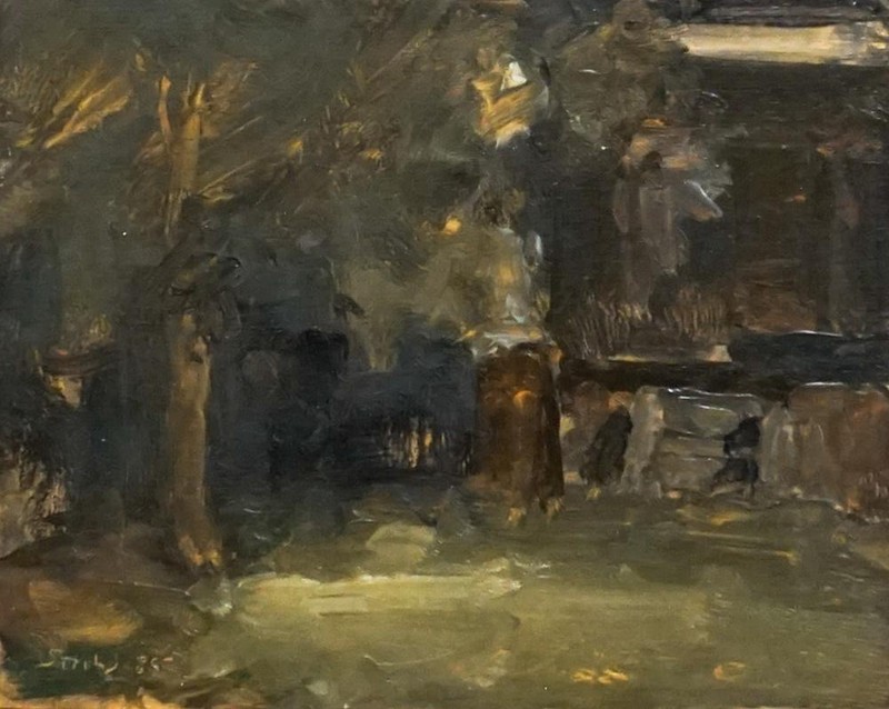 Stuart Shils PAFA Philadelphia Pennsylvania Oil West Philly Backyard Nocturne
