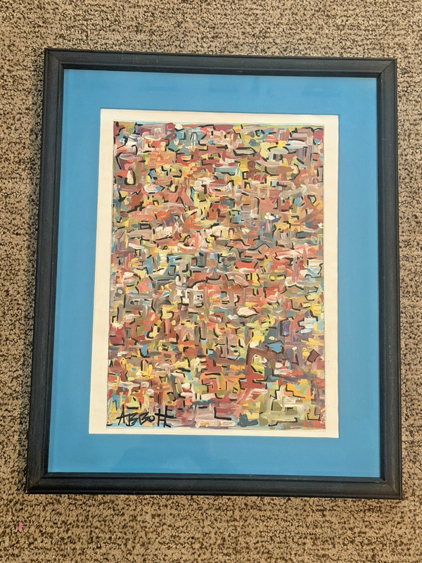 Vintage Abstract Gouache Painting By Philip R. Abbott (Pacific Northwest)