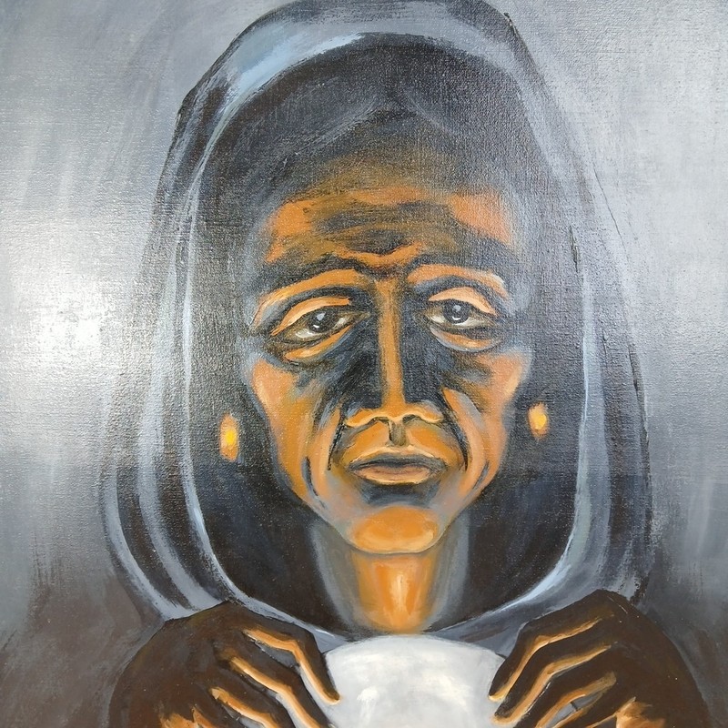 1980 Original Acrylic SIGNED Mikesell Sorceress Crystall Ball Mural Study D&D gallery