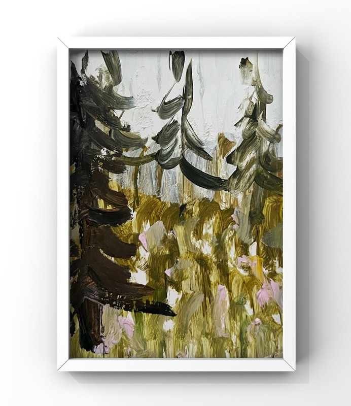 Forestscape Painting Framed Trees Woods Forest Art Rustic Cabin Woodland Decor