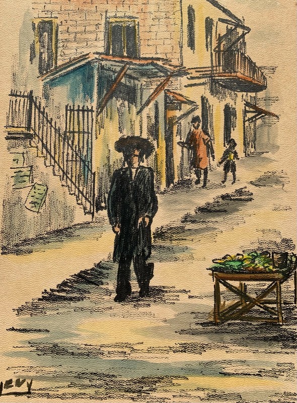 M Levy (20th Century) Beautiful Post-Impressionism Watercolor Painting gallery