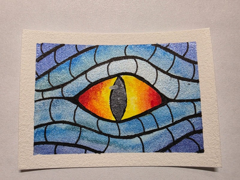 Dragon Eye – ACEO – Art – Metallic Watercolor – Ink – 5 of 12 series