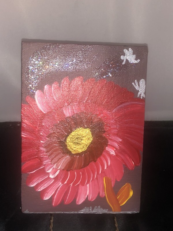 Painted Daisy Red Flower And Fairy Canvas Painting Brand New gallery