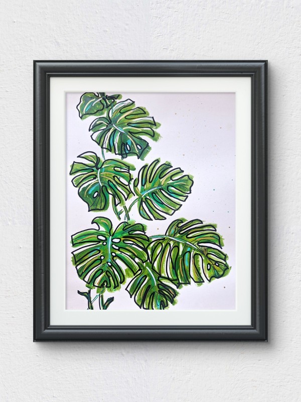 Monstera Plant Botanical 11×14 Paper Impressionism Home Interior KIMAYA ART