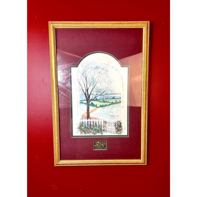 D. Morgan Hand Signed Watercolor Print~Farm Spring Folk Art Intertwined Rings