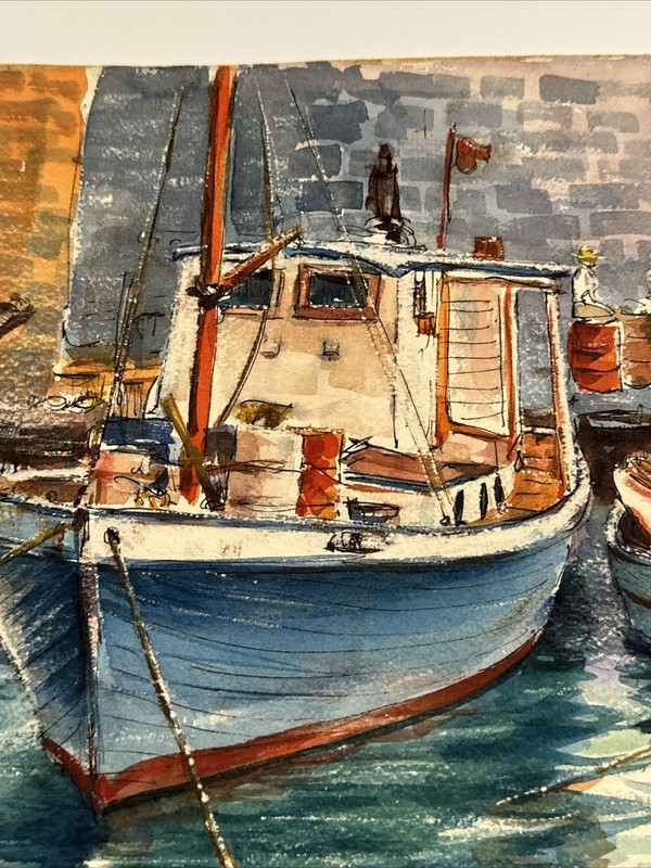 PAINTING NAUTICAL BOAT MARINA PORT MAURICE SILBER FAMOUS NEW YORK As Is LISTED gallery