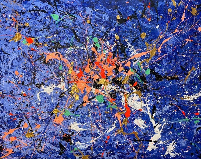 Large Abstract Purple Canvas Wall Art Modern Colorful Oil Painting 46"x60" gallery
