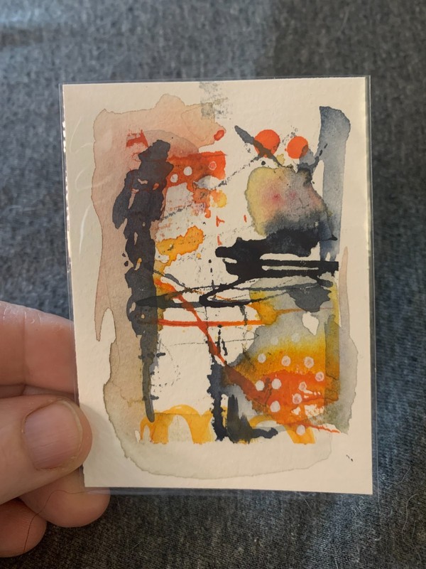 ACEO, OOAK Abstract Expressionist Acrylic Ink Painting by Sheila Squillante