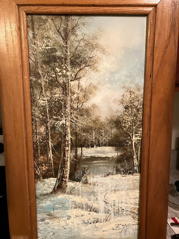J. Medina oil on convas 24" X 12" Forest Scene Vinter gallery