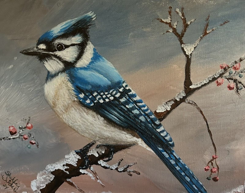 Blue Jay Painting On Canvas