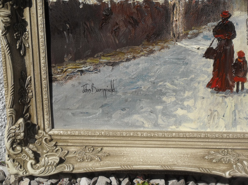 John Bampfield - Large, Original Oil Painting - Wintery Street Scene. gallery