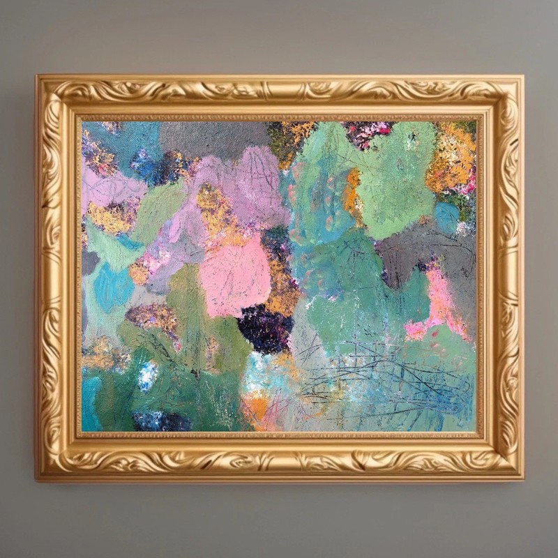 Painting Canvas Original 11" x 14" Contemporary Acrylic Green Art Jimarieart gallery