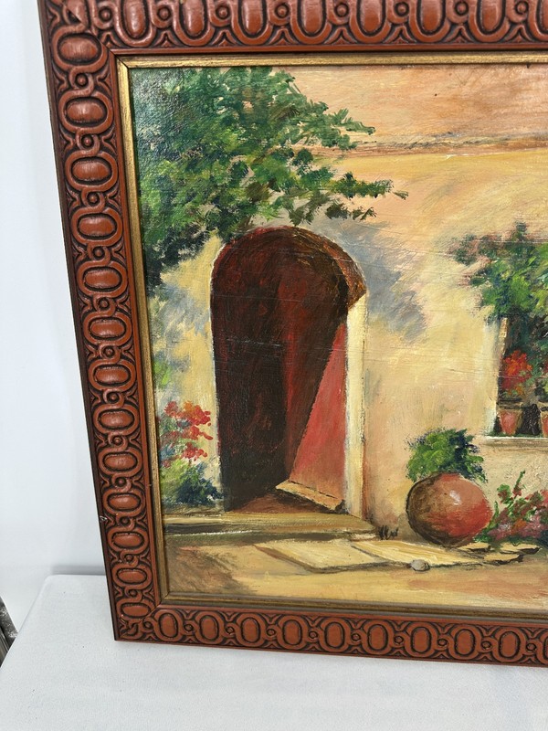 26" x 22" Oil on Board Framed Oil Painting Terracotta Pots Landscape gallery