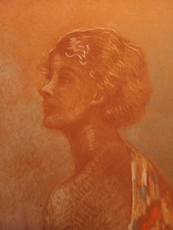 Drawing Sitted Lady Signed C. Cullen 38 Watercolor gallery