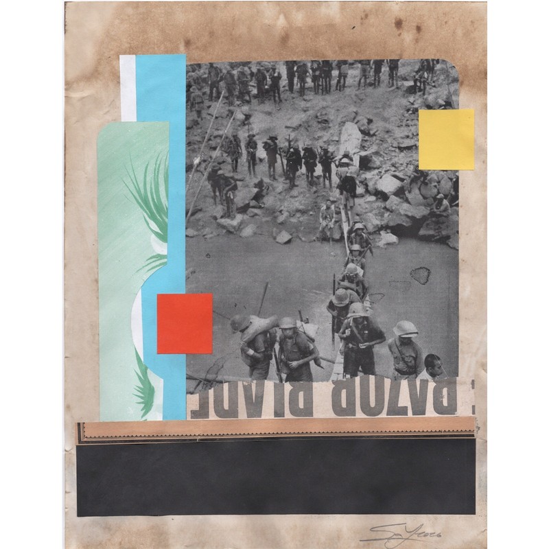Original Mixed Media Modern Art Collage «Razor Blade» 8.5×11″ Signed