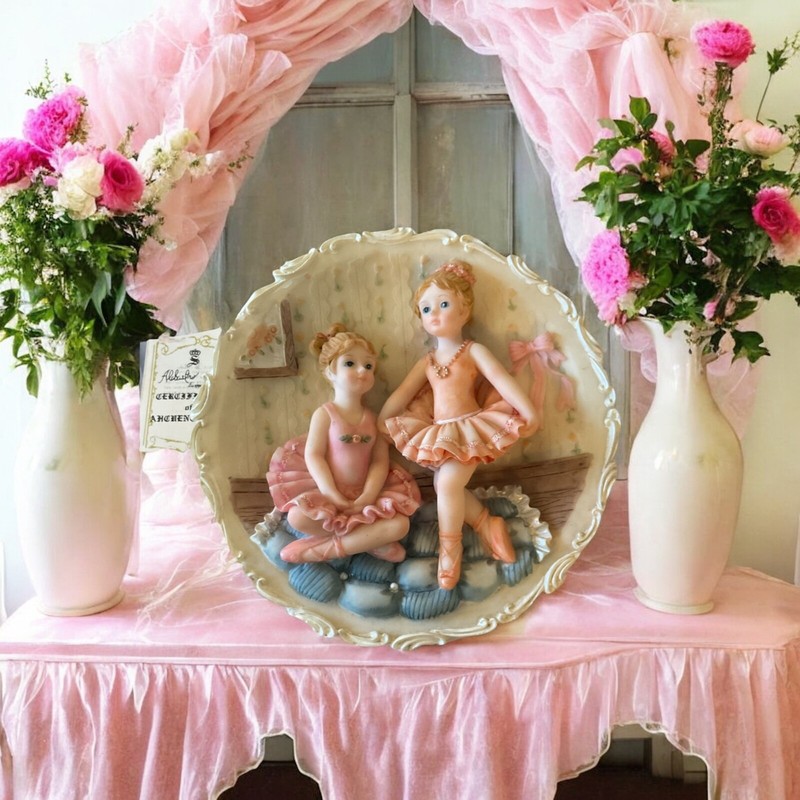 VINTAGE 2 BALLERINA’S 3D WALL DECOR ALABASTER ART SCULPTURES EDITION 1995 NWT
