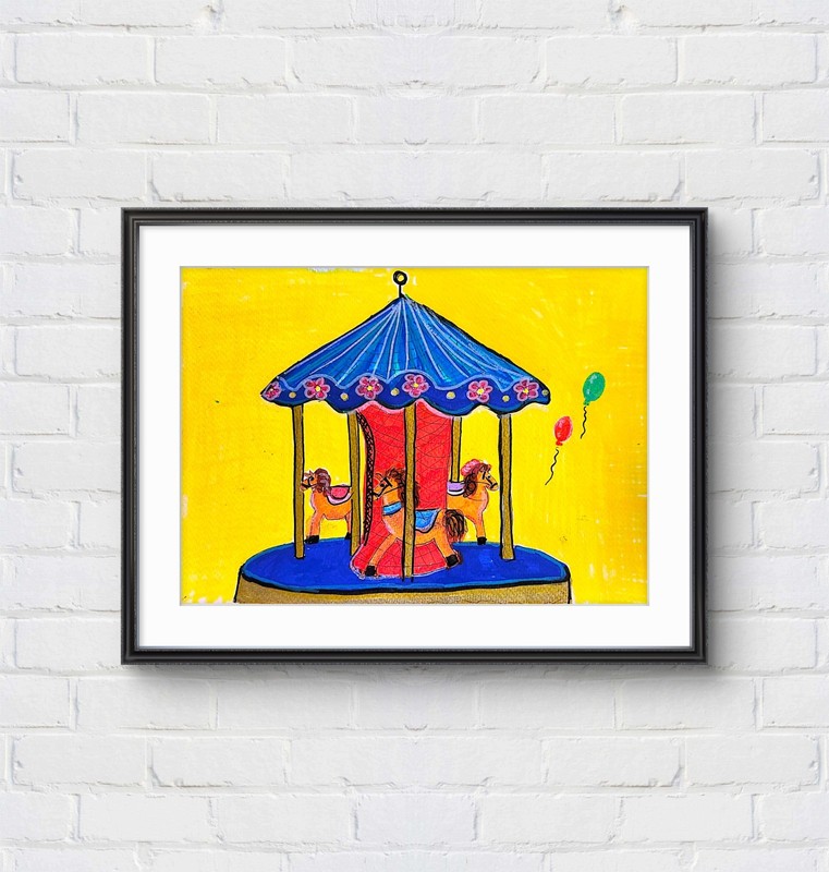 Merry-Go-Round Figurative Abstract Expressionist Art 11×14 Acrylic Canvas