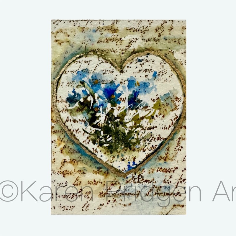 ACEO ATC Original Watercolor Mixed Media Painting Floral Art Flowers