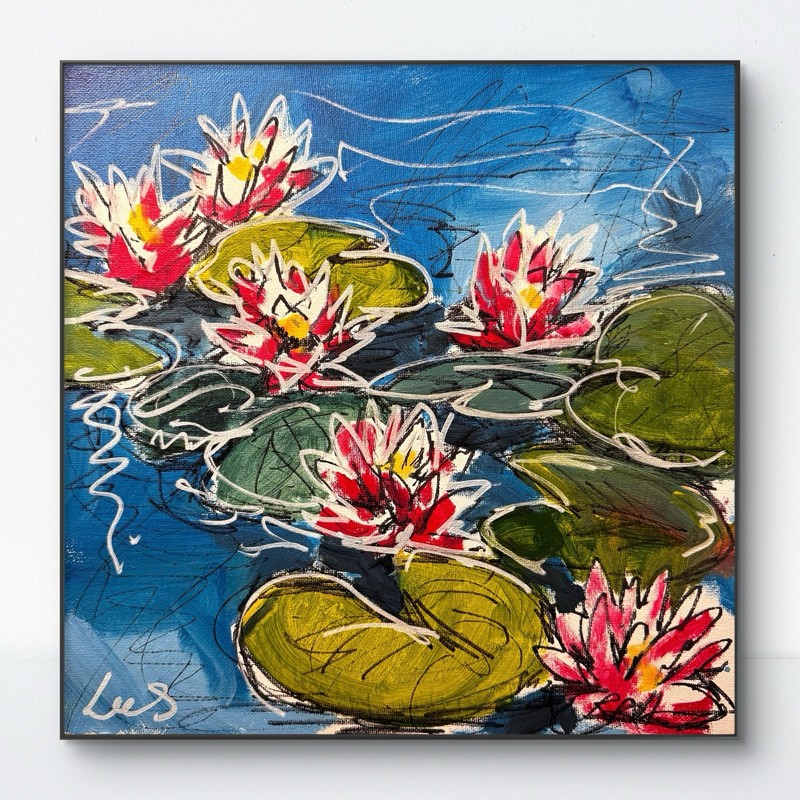 SAMATOWIC Lily Pads 12×12 Abstract Expressionism Handmade Signed Original Art 44
