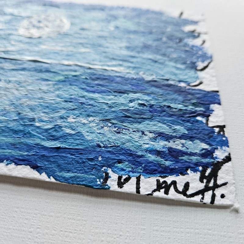 5x7 colorful abstract painting ocean moon night Annabel Lee poetry Valentine's gallery