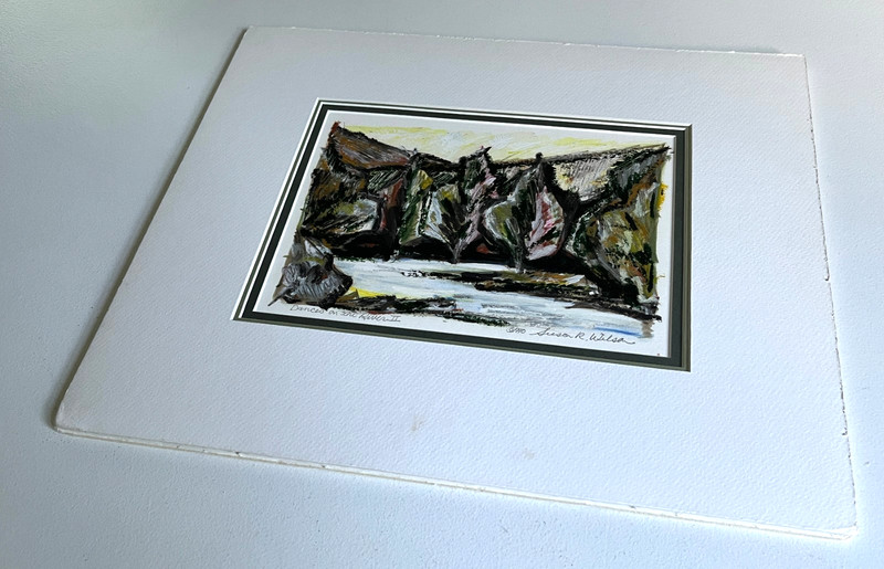 Vintage 1990 'Dances on the River' Oil Paint Stick Painting by Susan R. Wilson gallery