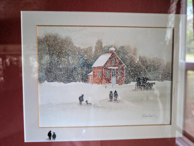 Helga Lunkwitz Signed Original Watercolor Painting Ohio Art Amish in Snow gallery
