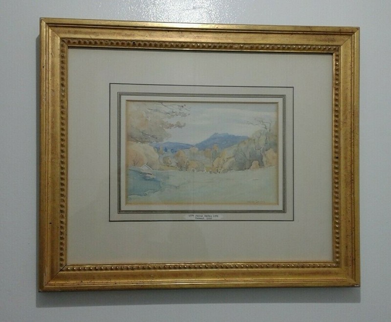ART JULIUS DELBOS (1879-1970) Landscape Watercolor «Vermont 1926»