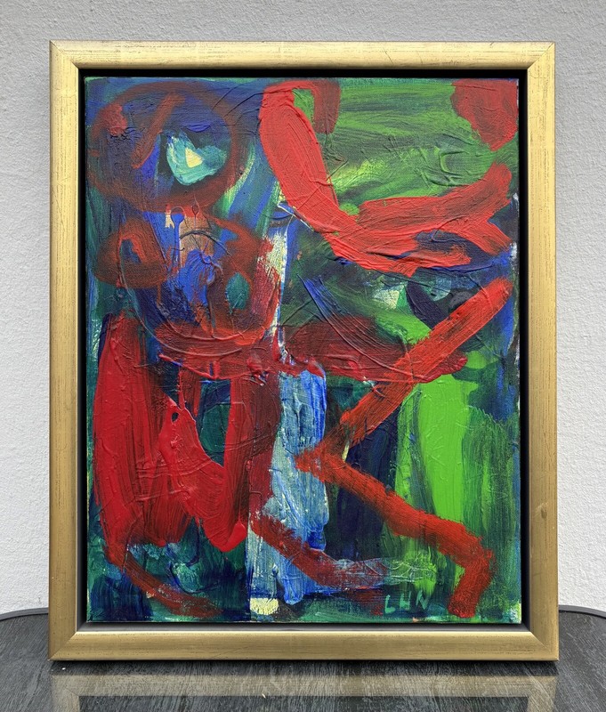 Oil Painting Abstract Composition Modern Art Red Green Blue 56.5X46.5Cm gallery