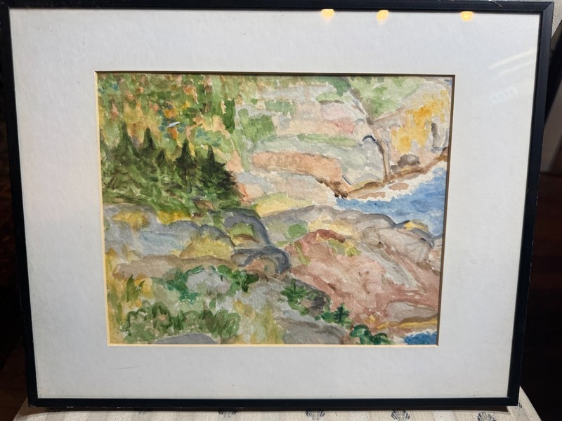 1983 «Looking Toward Blackhead: Tree Ridge» Watercolor Painting – Framed