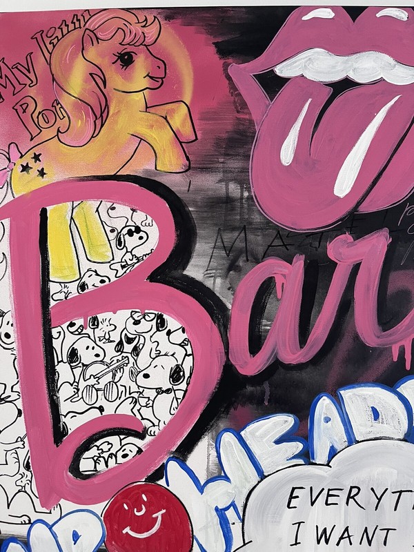 Barbie Dreams Hand Painted Acrylic Painting 48”x36” gallery