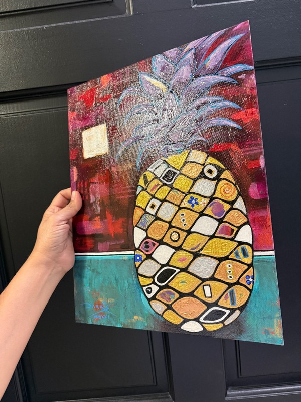 Original Art Pineapple 11X14 Abstract Painting Impressionism CP 22 gallery