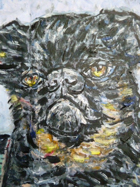 They call me Charlie 8x10 dog oil painting card panel original signed Crowell gallery