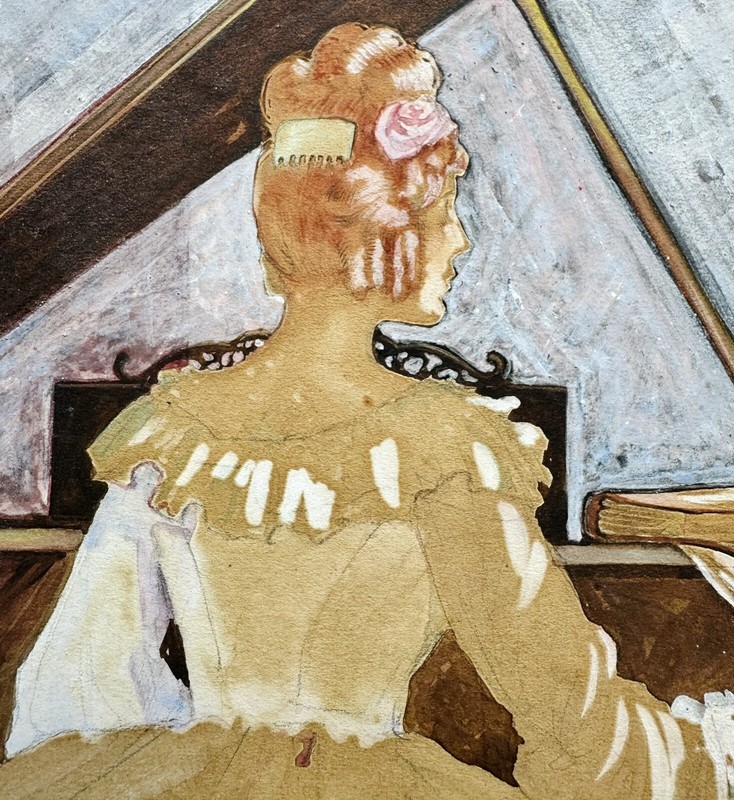 Samuel Davis Otis Art Deco Illustration Gouache Painting Piano Recital 1920s NY gallery