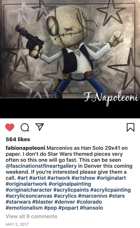 Star Wars Original Acrylic Painting Hans Solo Fabio Napoleoni "Hancenivo Solo" gallery