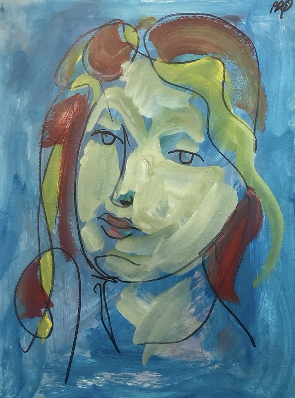 PDQ Artist Original Painting Figurative Person Face Abstract Acrylic 9x12 Paper gallery