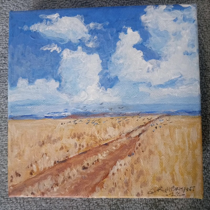 “Crows” Acrylic On Wraparound Canvas 6” x 6” Signed by Mike Bryant