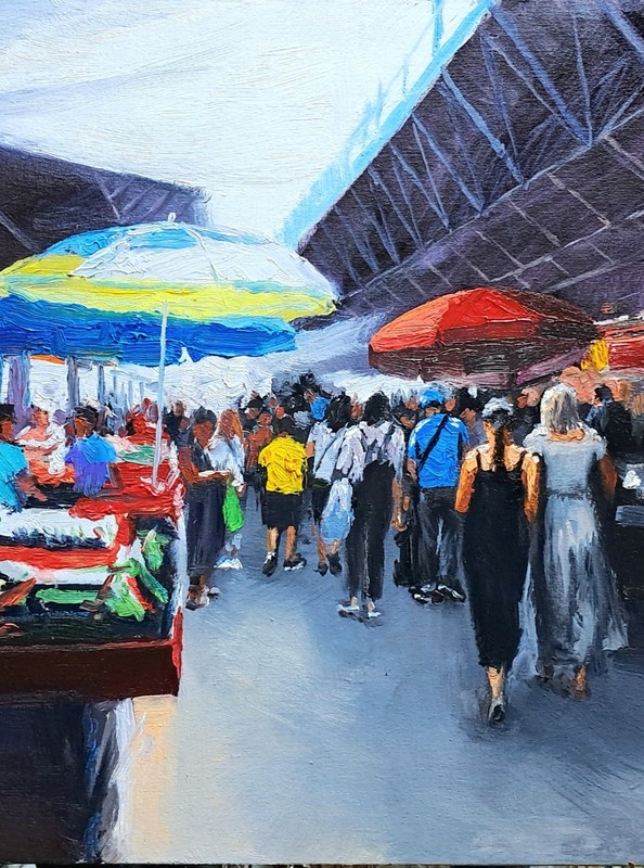 Chisinau Market – Original Oil Painting 60x40 cm | Moldova Urban Life by Arseni gallery