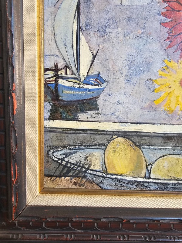 Charles Levier Flowers Original Framed Oil Painting On Canvas Signed by Levier gallery