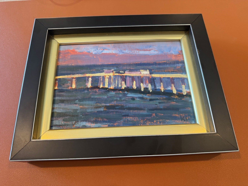 Kevin Inman 2016 Signed CA Artist Canvas Board Oil Painting OB Pier Ocean Beach