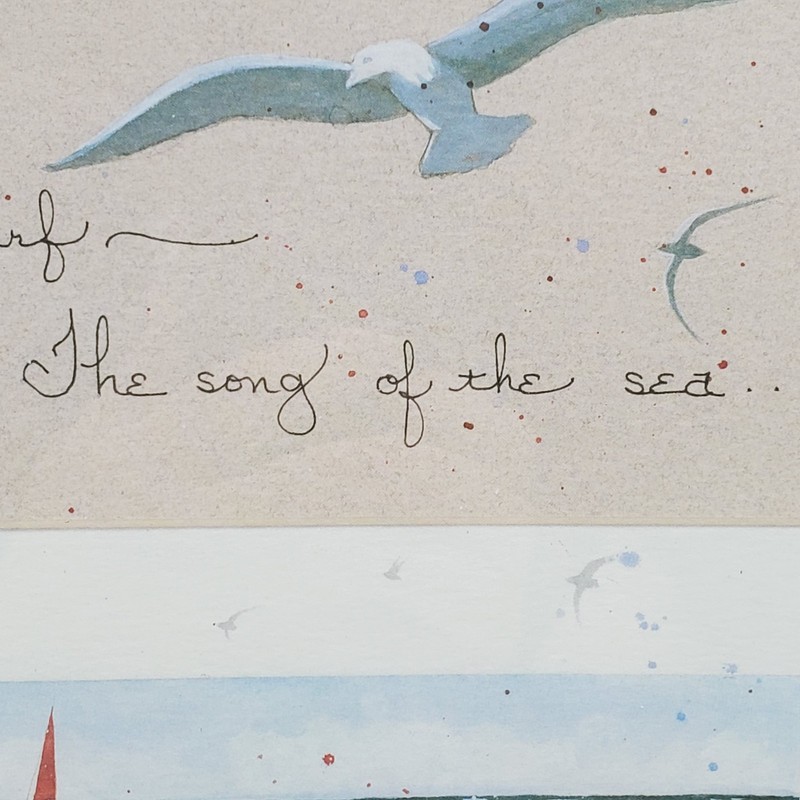 Doris D. Morgan Original 1993 Watercolor Painting "By The Sea" Framed Art Signed gallery